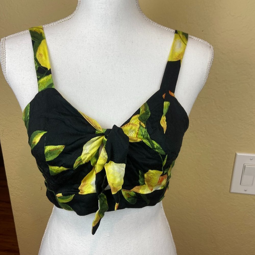 Wild Honey Short Tank Top 100% rayon Lemon Sz S